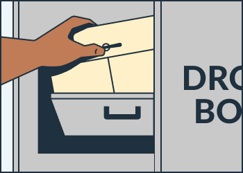 illustration of documents being placed in a "drop box"