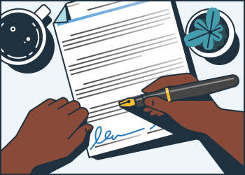 illustration of a person writing a contract