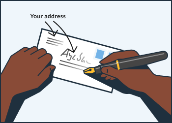 illustration of filling out an envelope