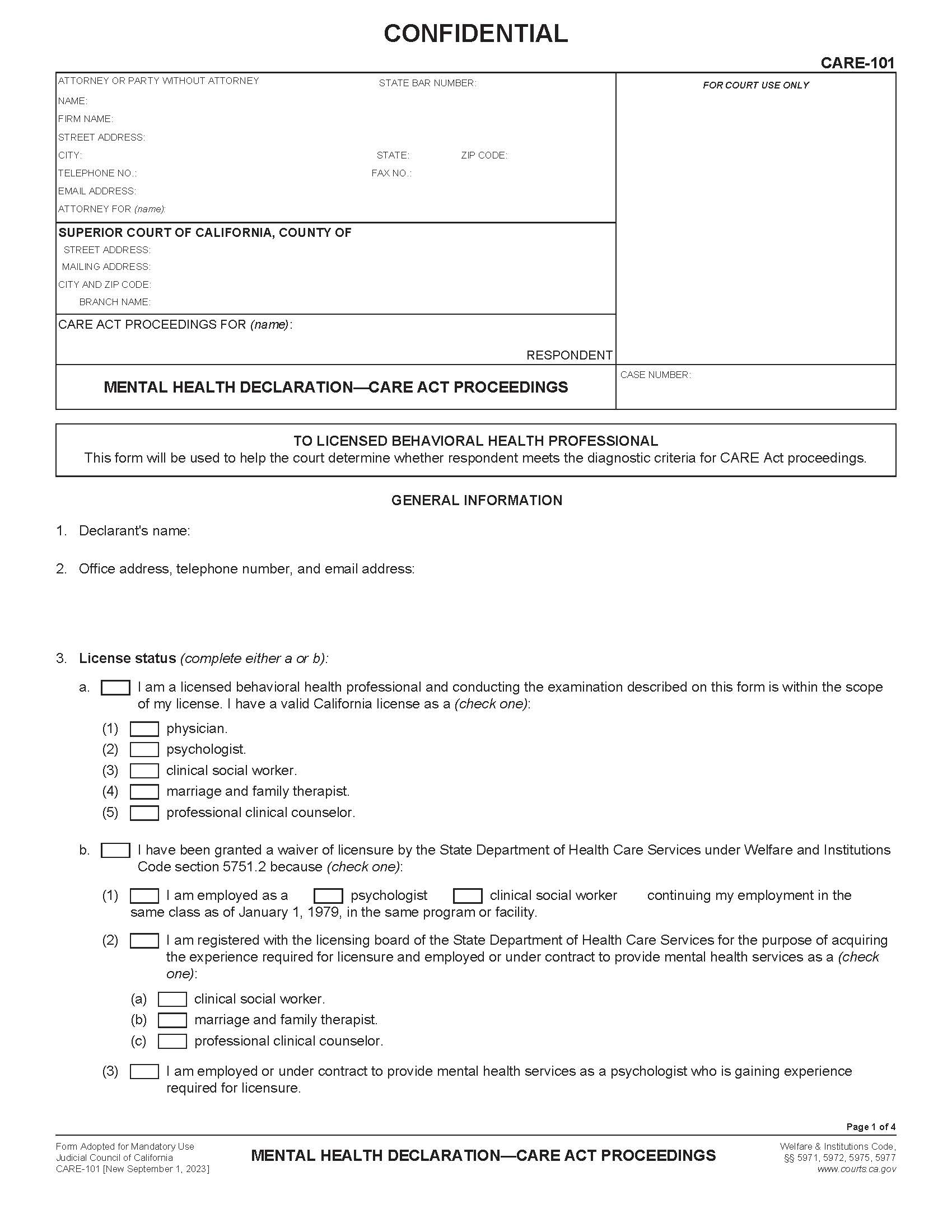 Mental Health Declaration—CARE Act Proceedings | California Courts ...