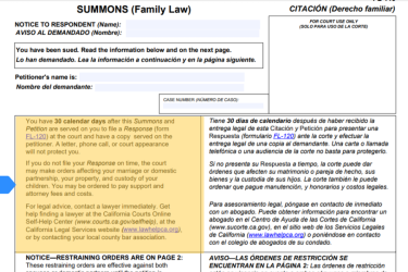 Petition and Summons (FL-100 and FL-110) | California Courts