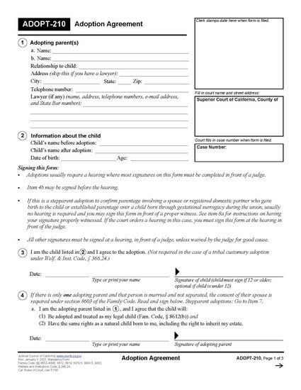View ADOPT-210 Adoption Agreement form