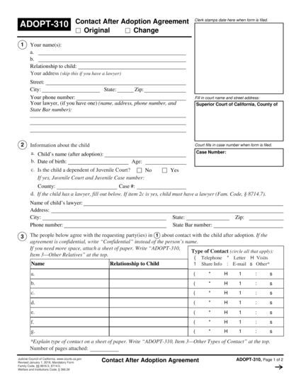 View ADOPT-310 Contact After Adoption Agreement form