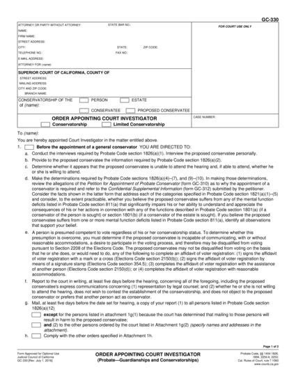 View GC-330 Order Appointing Court Investigator form