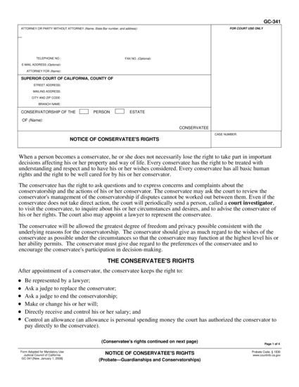View GC-341 Notice of Conservatee's Rights form
