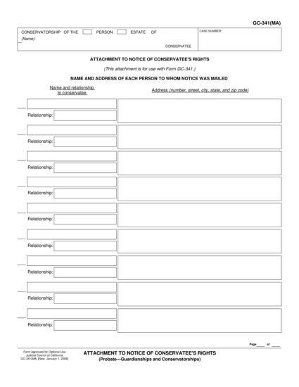 View GC-341(MA) Attachment to Notice of Conservatee's Rights form