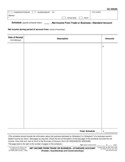 View GC-400(NI) Net Income From a Trade or Business—Standard Account form