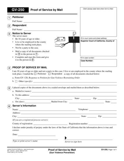 View GV-250 Proof of Service by Mail form