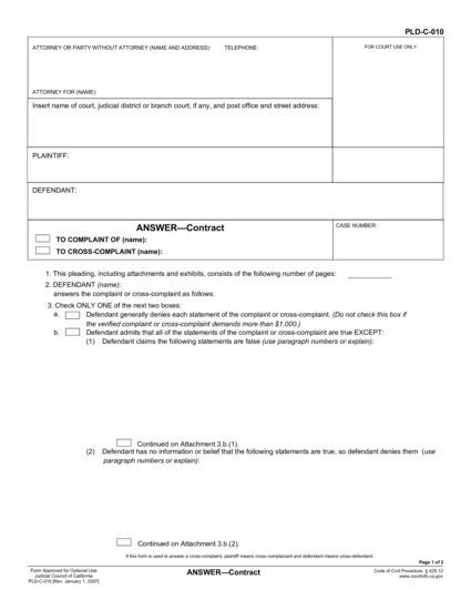 View PLD-C-010 Answer—Contract form
