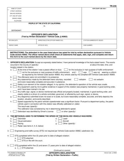 View TR-235 Officer's Declaration form