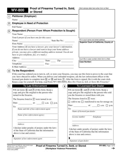 View WV-800 Receipt for Firearms and Firearm Parts form